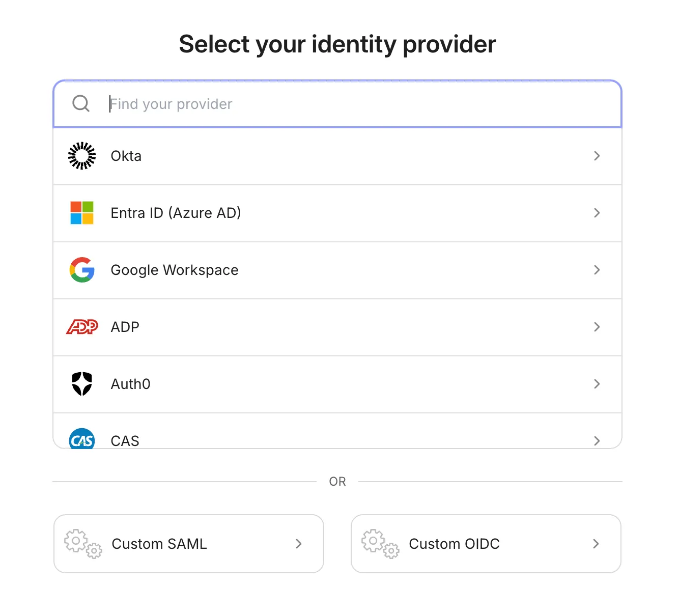 Select your IdP