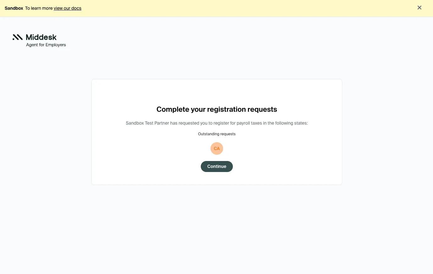 Sandbox Employer Request One